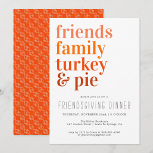 Modern typografi   Thanksgiving middagspartaj Inbjudningar