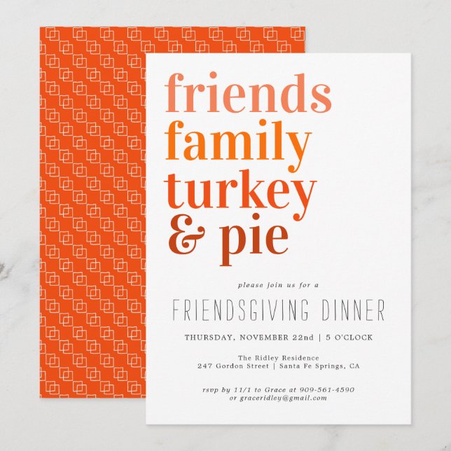 Modern typografi | Thanksgiving middagspartaj Inbjudningar (Fram/baksida)