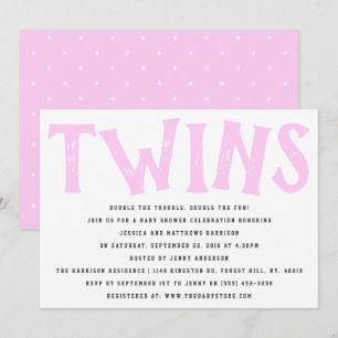Modern Typografi Twin Girls Baby Shower Inbjudningar