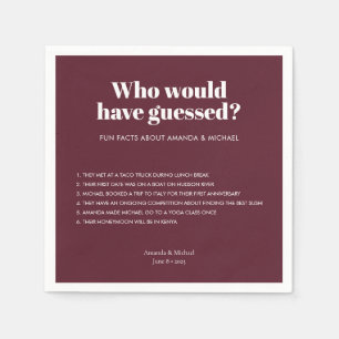 Modern Typografi Vin Red Bröllop Roligt Facts Pappersservett