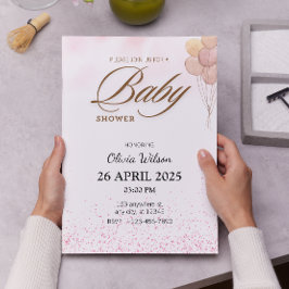 Modern Typografi Watercolor Baby Showe Inbjudningar