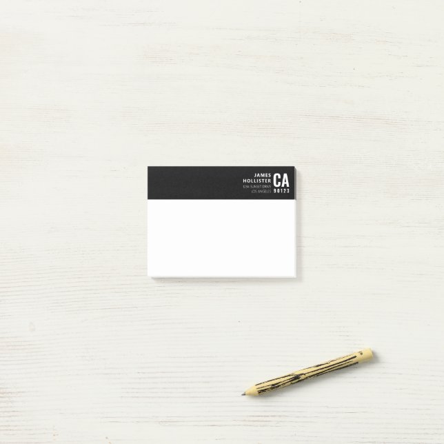 Modern typografisk design | Svart & Vitt Post-it Block (On Desk)
