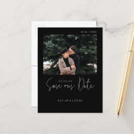 Modern Typografisk Foto Svart Spara Datum Meddelande Vykort