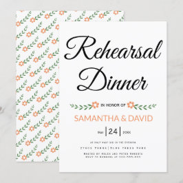 Modern typografisk koral-bröllop-repetitionsmiddag inbjudningar