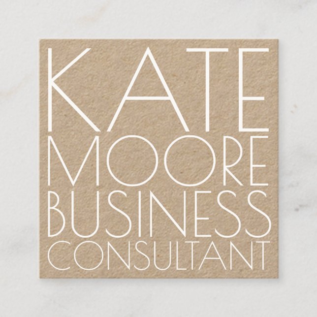 Modern Typografisk Kraft Business Consultant Fyrkantigt Visitkort (Framsida)