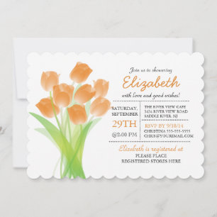 Modern typografisk Orange Tulip-Möhippa Inbjudningar