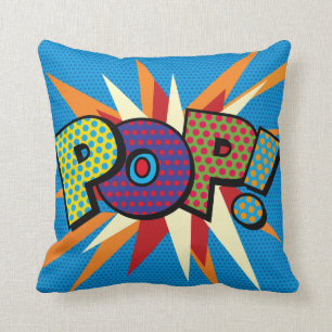 Modern Typografisk POP Serietidning Popkonst Kudde