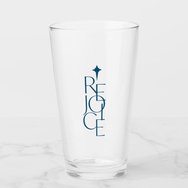 Modern, typografisk REJOICE och stjärnjul Glaskopp (Framsida)