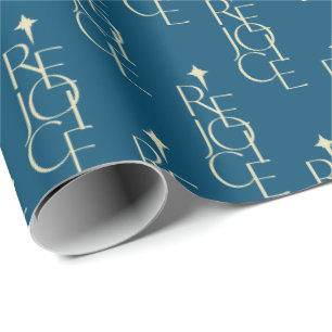 Modern, typografisk REJOICE och stjärnjul Presentpapper