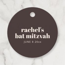 Modern Typography Brown Bat Mitzvah Personalized Gåvor Etiketter