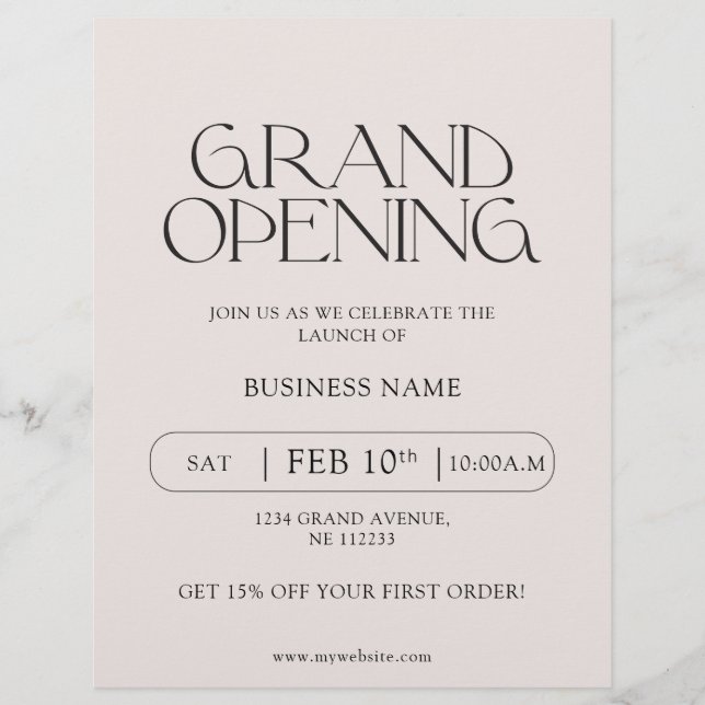 Modern Typography Business Grand Open Reklamblad (Framsidan)