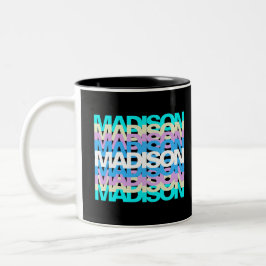 Modern Typography | Custom Name Pastel Holographic Två-Tonad Mugg