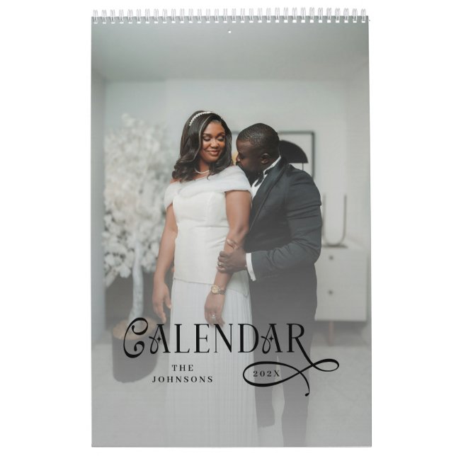 Modern Typography Custom Newlyweds Wedding Photo Kalender (Omslag)