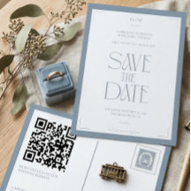 Modern Typography Dusty Blue Save The Date 
