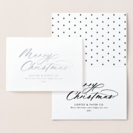 Modern typography elegant script company folierat kort