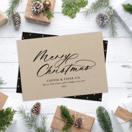 Modern typography elegant script company Kraft Julkort