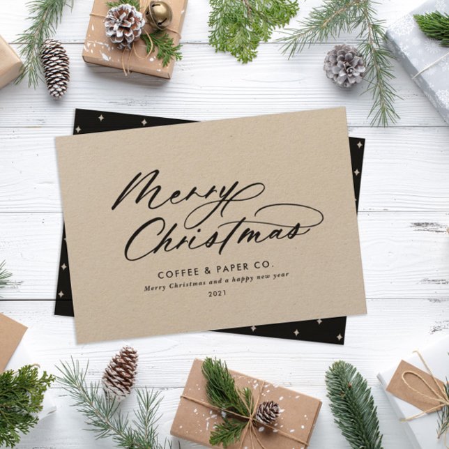 Modern typography elegant script company Kraft Julkort (Skapare uppladdad)
