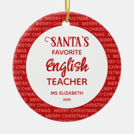 Modern Typography English Teacher jul Red Julgransprydnad Keramik