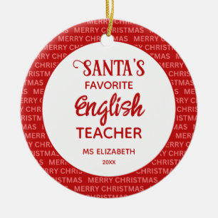 Modern Typography English Teacher jul Red Julgransprydnad Keramik