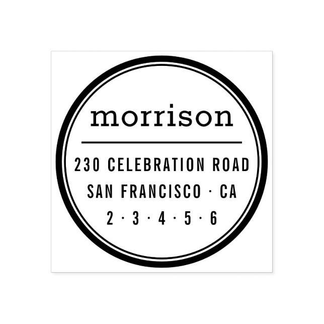 Modern Typography Family Namn-Returadress Round Stämpel (Tryck)