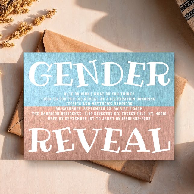 Modern Typography Gender Reveal Party! Baby Shower Inbjudningar (Skapare uppladdad)
