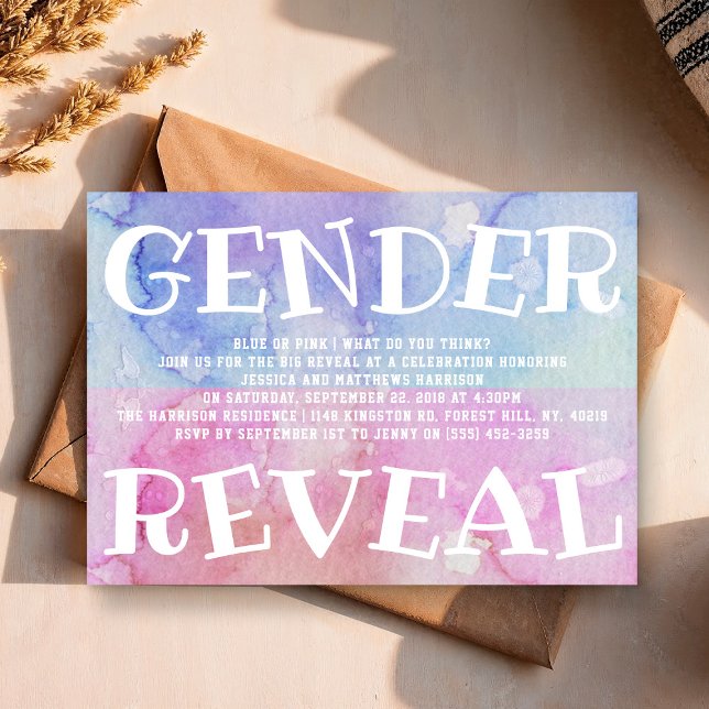 Modern Typography Gender Reveal Party! Baby Shower Inbjudningar (Skapare uppladdad)