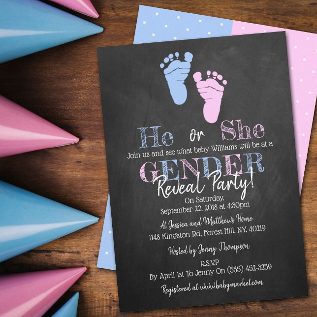 Modern Typography Gender Reveal Party! Baby Shower Inbjudningar (Skapare uppladdad)