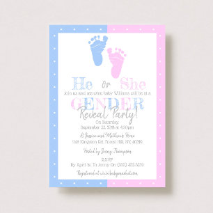 Modern Typography Gender Reveal Party! Baby Shower Inbjudningar