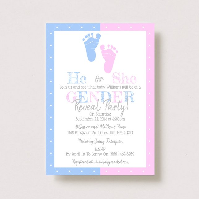 Modern Typography Gender Reveal Party! Baby Shower Inbjudningar (Skapare uppladdad)