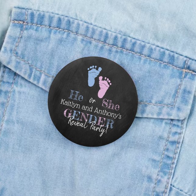 Modern Typography Gender Reveal Party! Baby Shower Knapp (Skapare uppladdad)