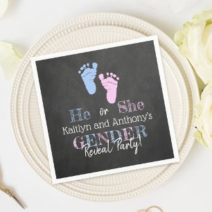 Modern Typography Gender Reveal Party! Baby Shower Pappersservett