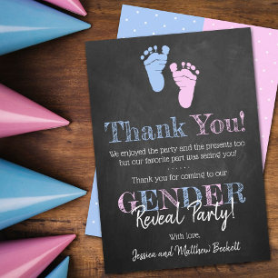 Modern Typography Gender Reveal Party! Baby Shower Tack Kort