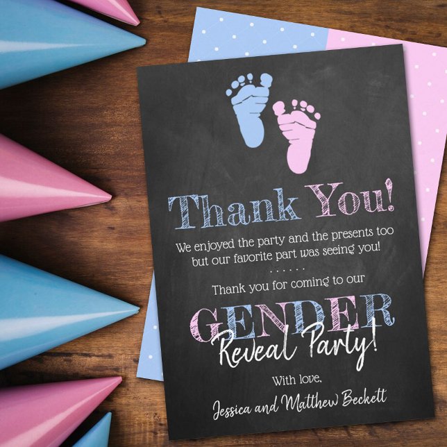 Modern Typography Gender Reveal Party! Baby Shower Tack Kort (Skapare uppladdad)