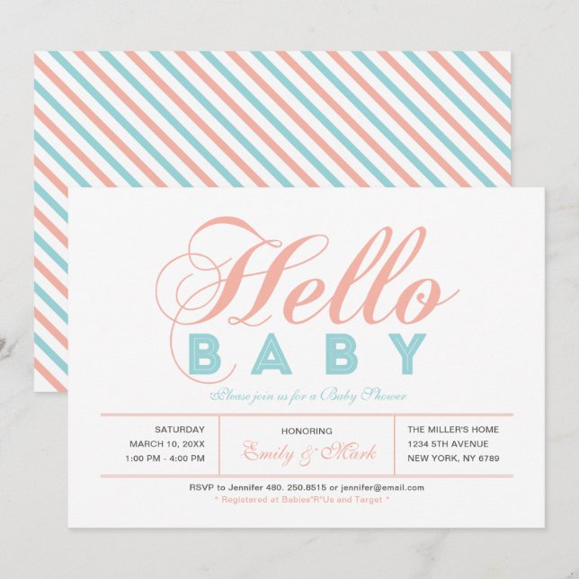 Modern Typography Girl Baby Shower, Sprinkle Inbjudningar (Fram/baksida)