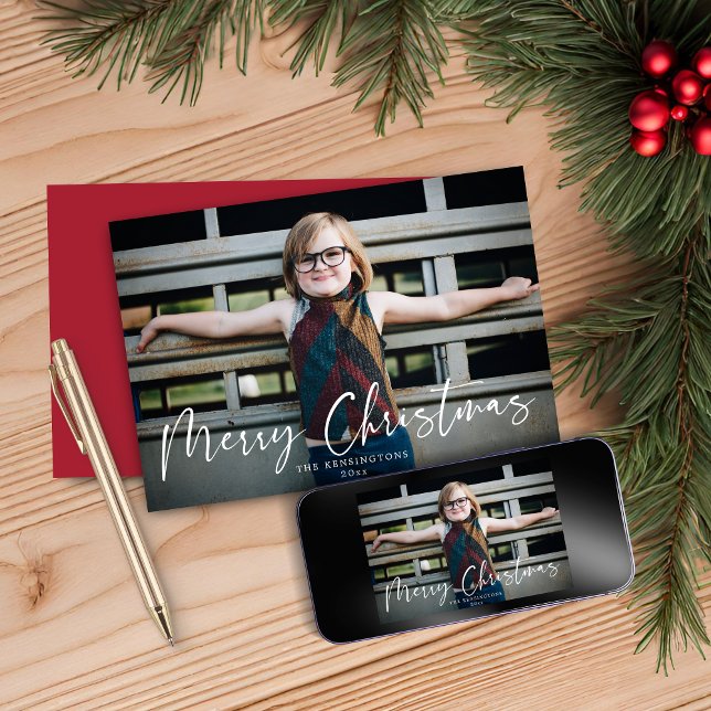 Modern Typography God jul Helgdag Photo Julkort (Modern Typography Merry Christmas Holiday Photo Card)