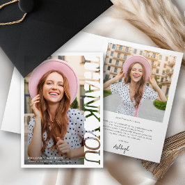 Modern Typography Graduate 2 Photo Thank You Kort