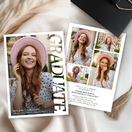 Modern Typography Graduate 4 Photo Collage Inbjudningar