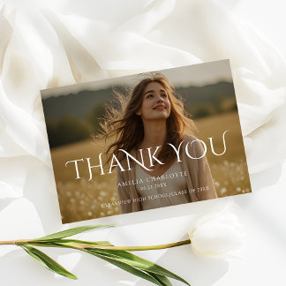 Modern Typography Graduation Party Thank You Photo Tack Kort
