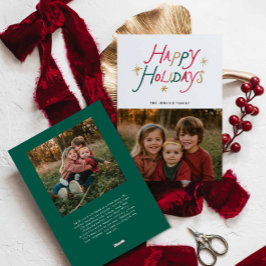 Modern Typography Happy Holidays Two Photo Card Julkort