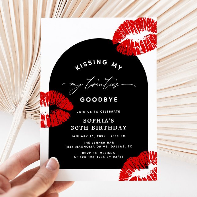 Modern Typography Kissing My Twenties Goodbye Inbjudningar (Skapare uppladdad)