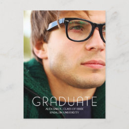 Modern Typography Male College Student Meddelande Vykort