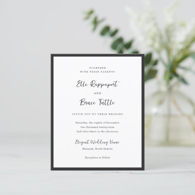 Modern Typography Minimalist Wedding Invitation (Stående Fram)