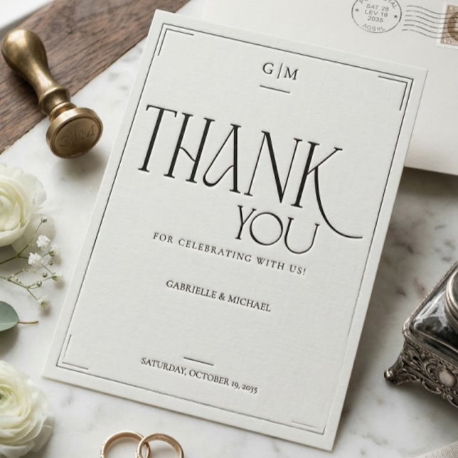 Modern Typography Minimalistic Wedding Thank You  Vykort (Skapare uppladdad)
