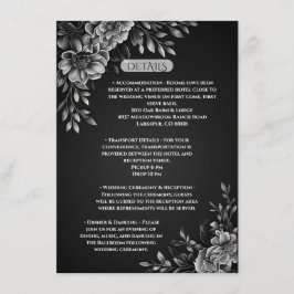 Modern Typography Monochrome Black White Florals  Tilläggskort