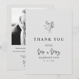 Modern Typography MR & MRS Floral Bouquet Photo Tack Kort