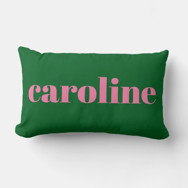 Modern Typography Personalized Name | Pink Green Lumbarkudde (Framsida)