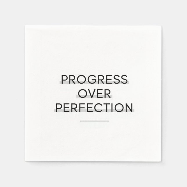 Modern typography progress over perfection text pappersservett (Framsidan)