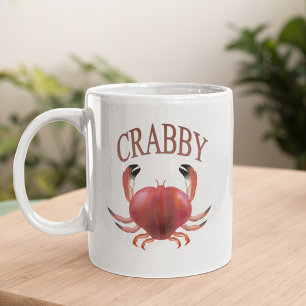 Modern Typography Red Crabby Crab Nautical Kaffemugg