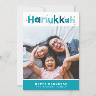 MODERN TYPOGRAPHY roligt, färgfoto porträtt guld Julkort