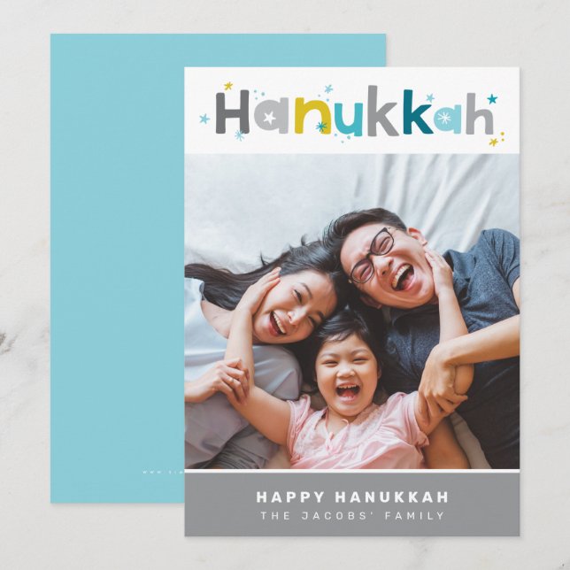 MODERN TYPOGRAPHY roligt, färgfoto porträtt Julkort (Fram/baksida)